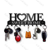 Black rustic iron wall hooks featuring a cat silhouette and text for organizing keys and coats.