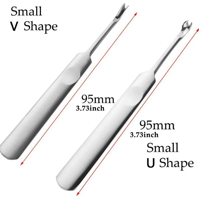 A set of two metal tools, a V-shape and a U-shape groover and beveler, shown against a white background.