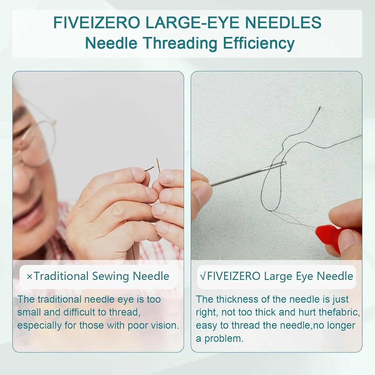 Versatile Stainless Steel Sewing Needle Set with Large Eyes