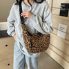 Leopard Print Corduroy Crossbody Bag