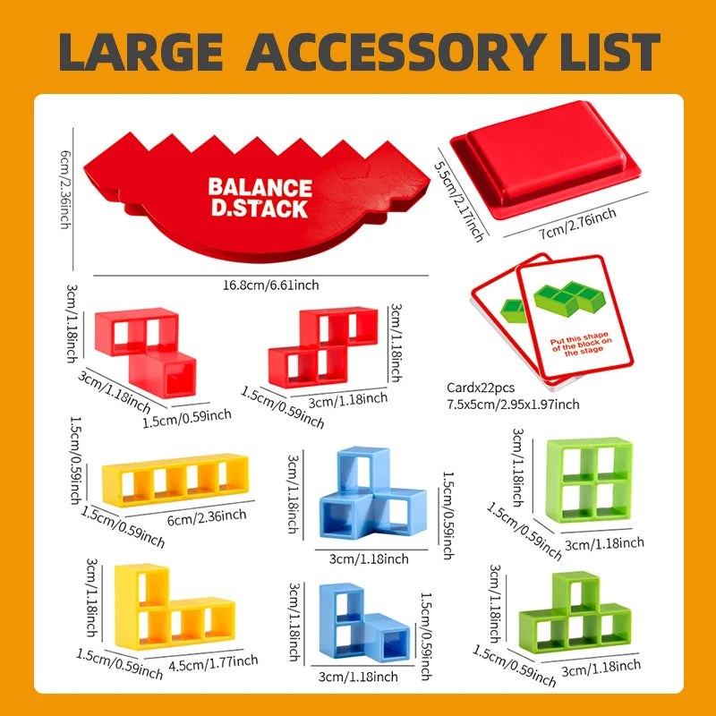 Balance Stacking Block Game with Cards & Challenges