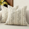 Vintage Striped Floral Throw Pillow Cover