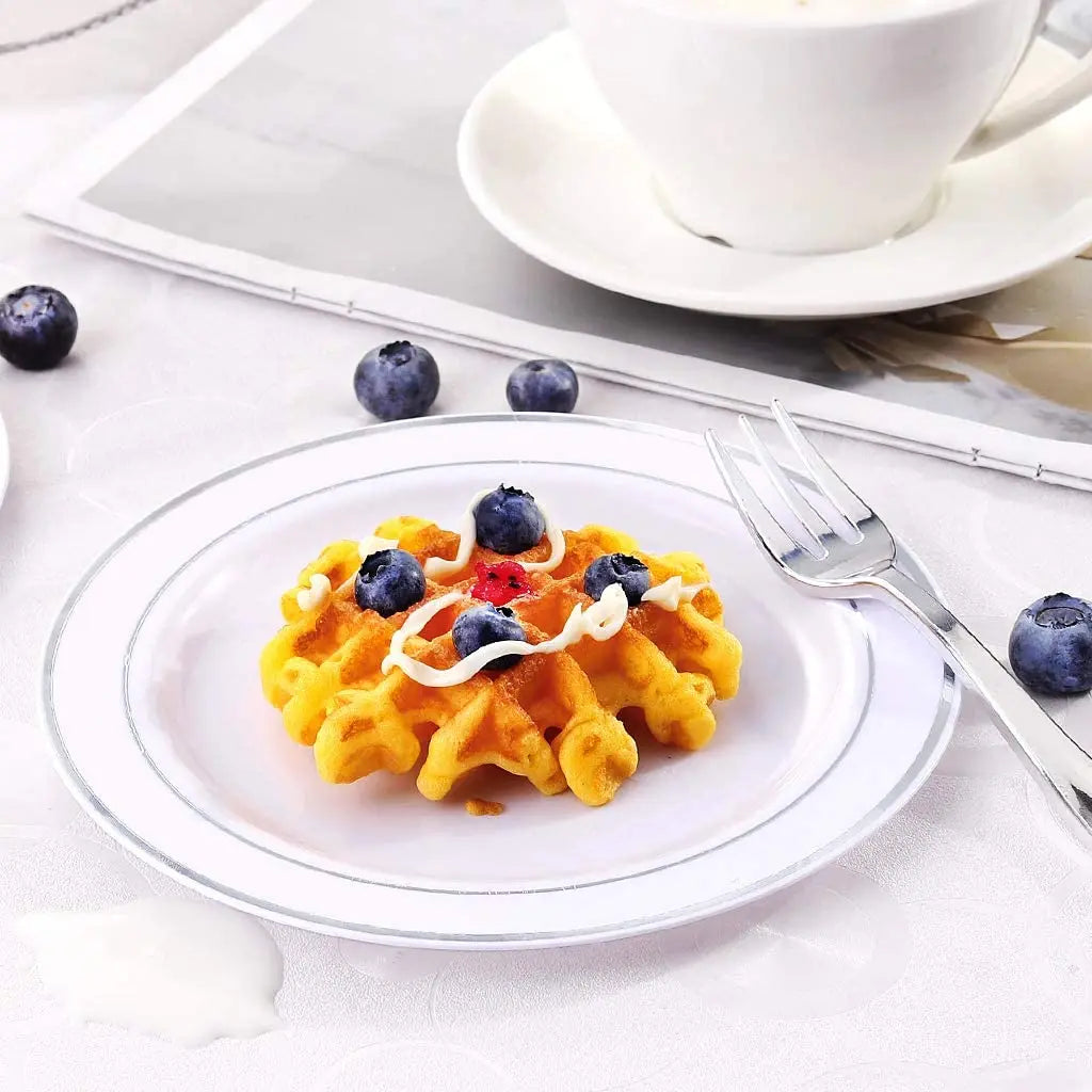 Elegant White Plastic Plates with Gold Rim