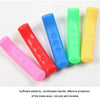A set of colorful silicone bicycle brake lever covers in pink, red, blue, green, and yellow.
