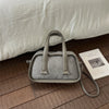 Vintage Croc-Embossed Mini Boston Bag with Dual Straps