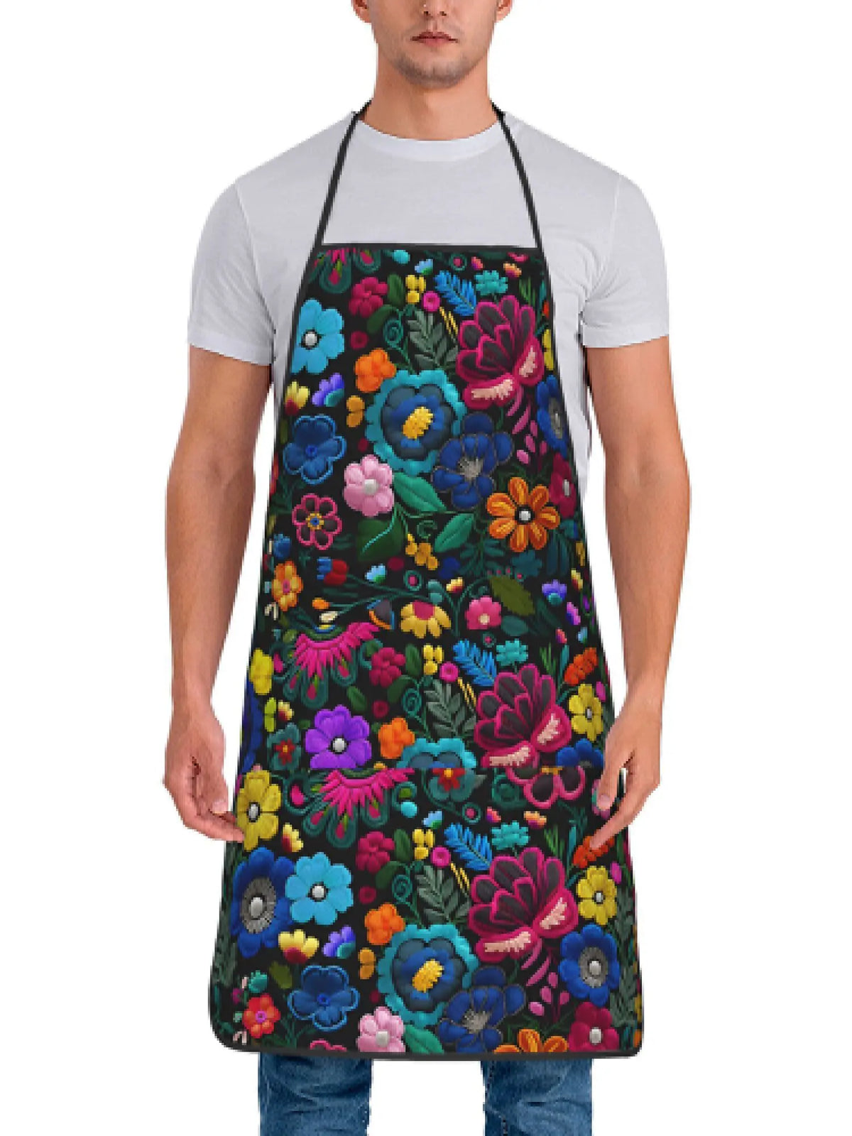 Floral Print Sleeveless Apron for Kitchen, Baking & Crafting