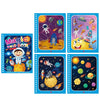 A set of five reusable magic water drawing books featuring space and colorful scenes for children.