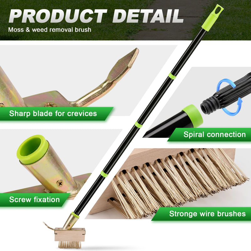 2-in-1 Crevice Weeding Brush with Adjustable Handle
