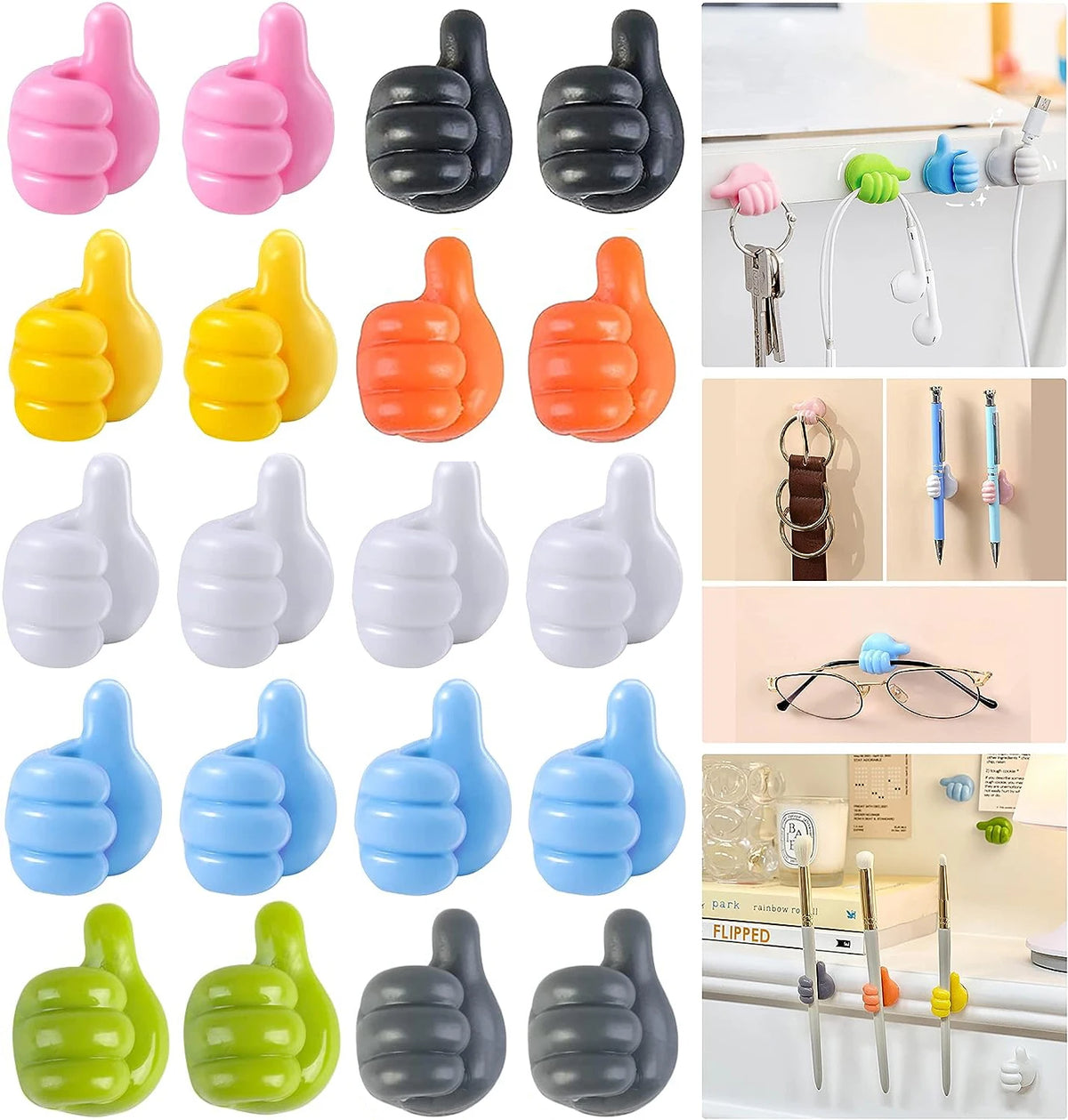 Silicone Thumb Wall Hooks for Cable Management and Organizing