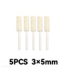 Five pieces of beige wool felt polishing wheels with 3mm shank for rotary tools