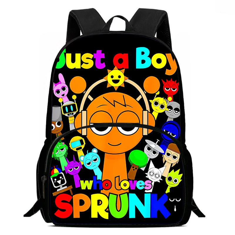 Cartable Enfant Cartoon Sprunki avec Pochette Avant
