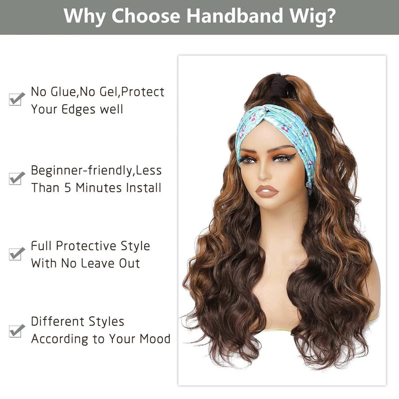 Long Wavy Headband Wig for Women