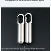Comparison of flat and round bottom styles of stainless steel pill capsules with keychain.