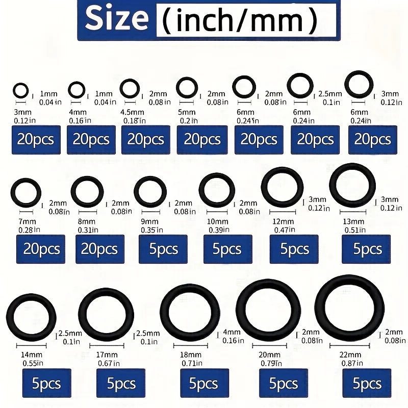 Assortment kit of various size O-rings and gaskets for automotive air conditioning systems