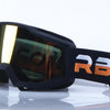 Black retro motorcycle sunglasses with orange RBW branding and yellow night vision lenses