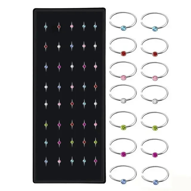 Stainless Steel Nose Studs with Crystal Accents