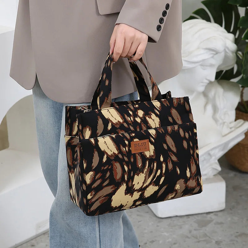 Large Capacity Canvas Tote Bag with Zipper Closure