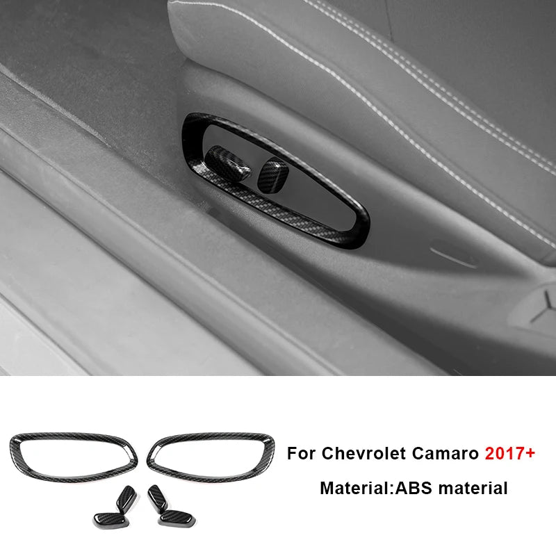 Carbon fiber interior trim kit for Chevrolet Camaro 2017+ showing a door panel component and replacement parts
