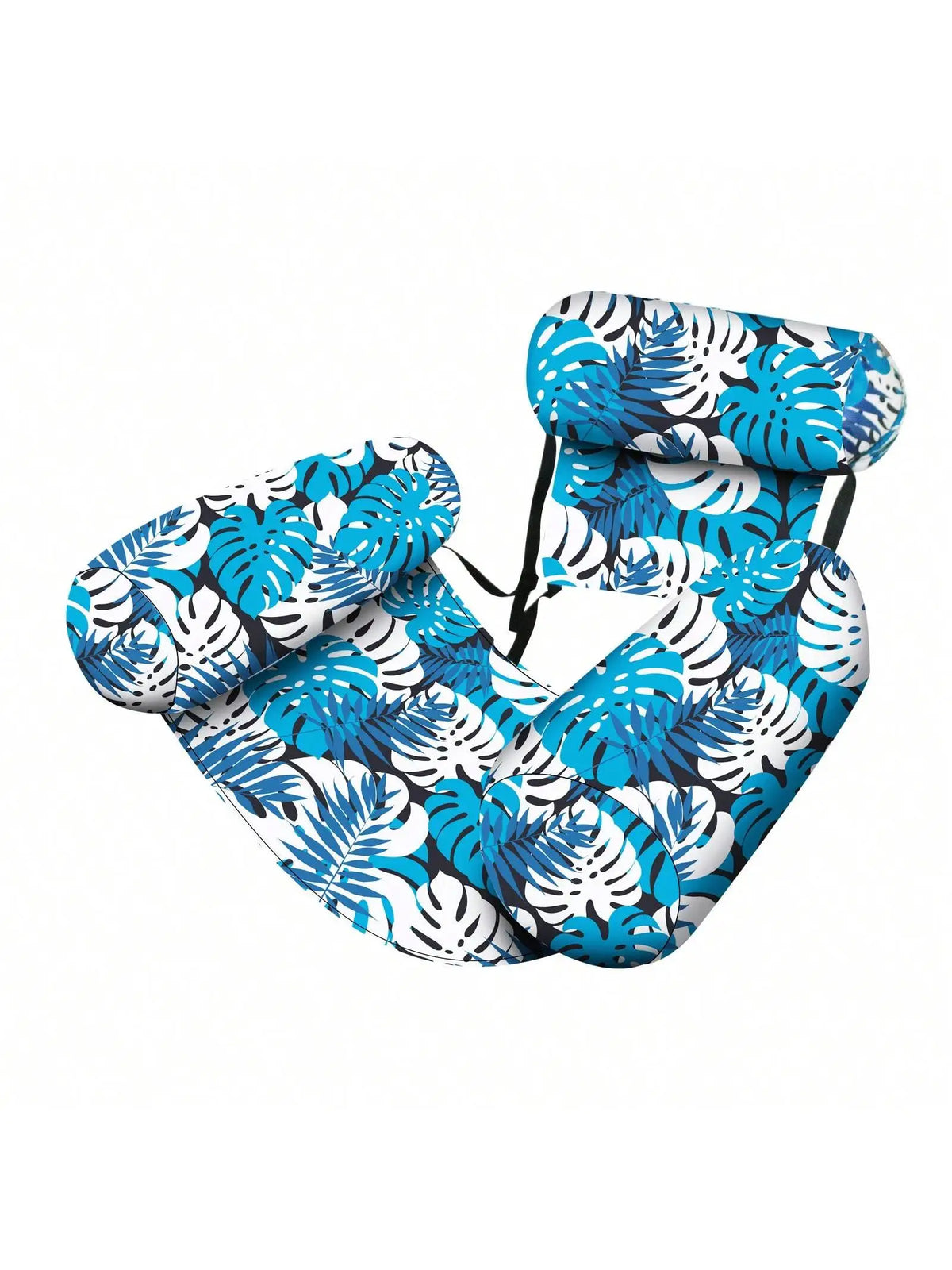 Inflatable Water Hammock with Armrests – Tropical Leaf Pool Lounger for Adults