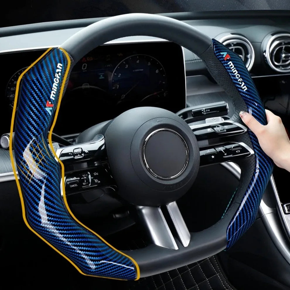 Carbon Fiber Texture Steering Wheel Cover - Anti-Slip & Comfortable Grip