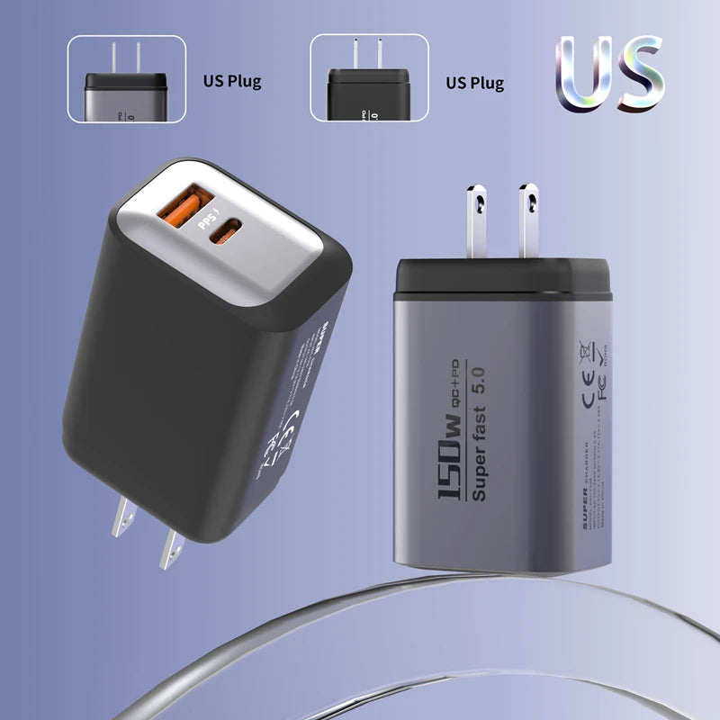 Dual Port USB-A & Type-C Fast Wall Charger