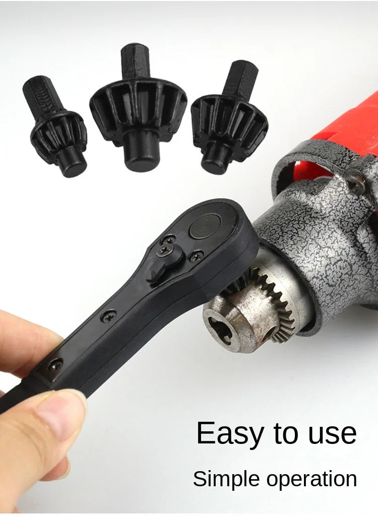 2-in-1 Ratcheting Drill Chuck Key Wrench