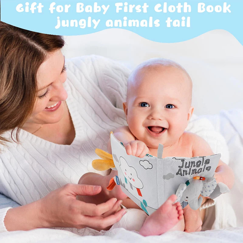 High-Contrast Soft Cloth Book with 3D Touch & Sensory Sounds for Babies 0-12 Months
