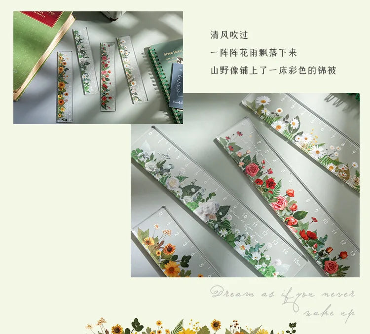 15cm Floral Design Ruler - Daisy & Rose Pattern Measuring Tool