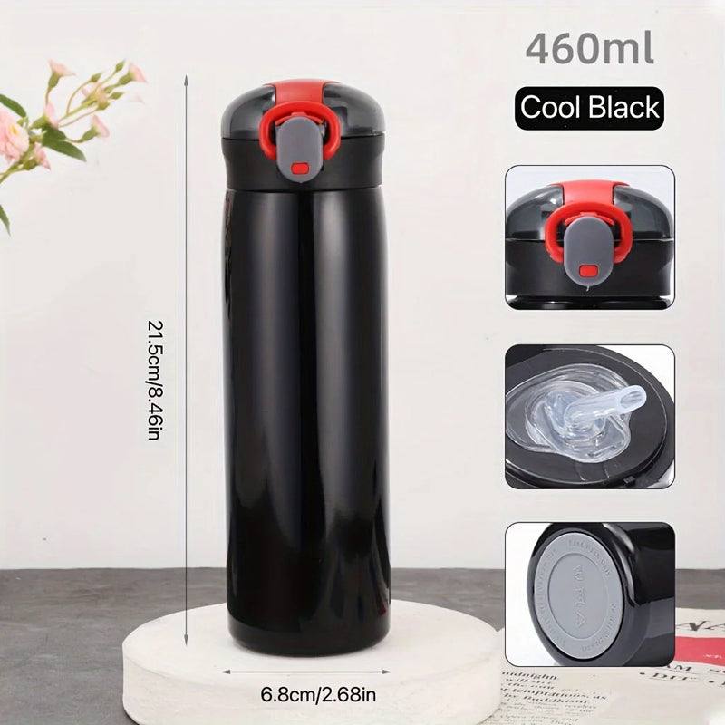 Minimalist Insulated Water Bottle with Pop-Up Straw Lid