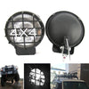 A pair of 4x4 round LED-Halogen fog lights for trucks and SUVs, shown in various contexts.