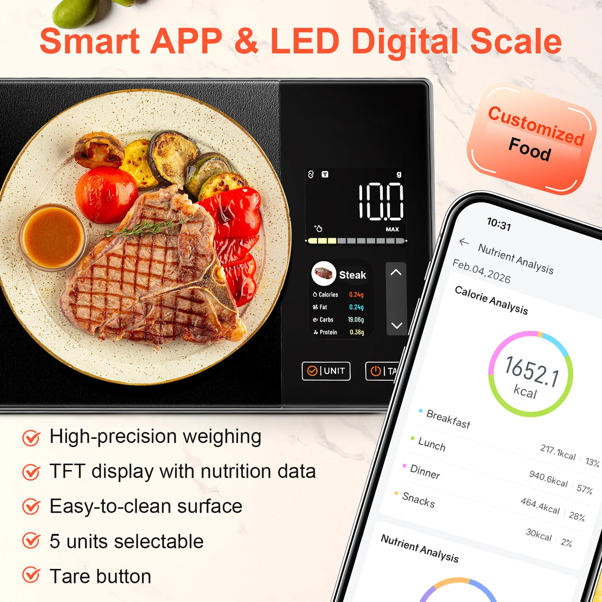 Báscula de Cocina Digital con Conexión a Aplicación