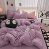 Solid Black Microfiber Duvet Cover Set with Pillowcases