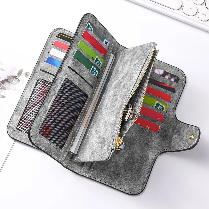 Highland Cow Print Zip-Around Wallet with Card Holder