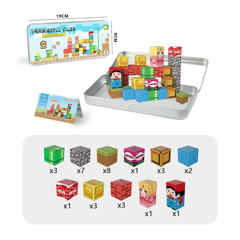 Mini Magnetic Building Blocks with Portable Storage Box