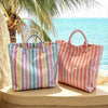Striped PVC Waterproof Tote Bag for Everyday Use