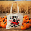 Halloween Canvas Tote Bag with 'Get in Losers' Print