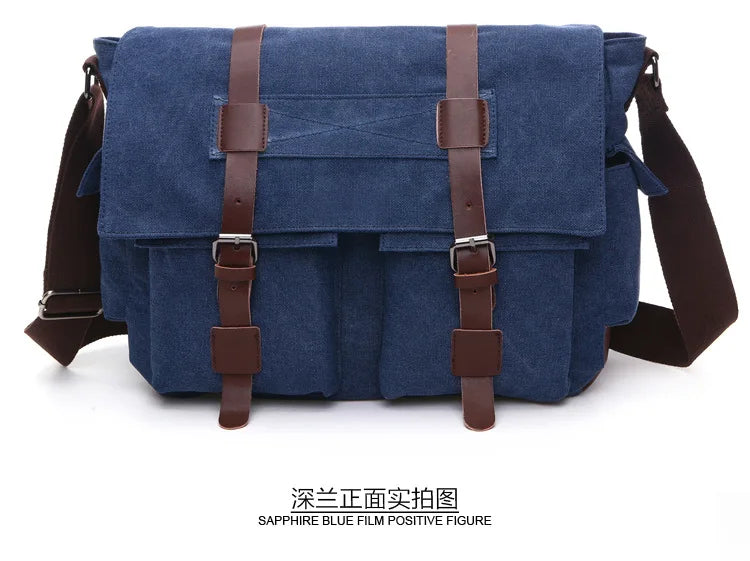 Vintage Canvas Messenger Bag for Men – Retro Crossbody Shoulder Bag