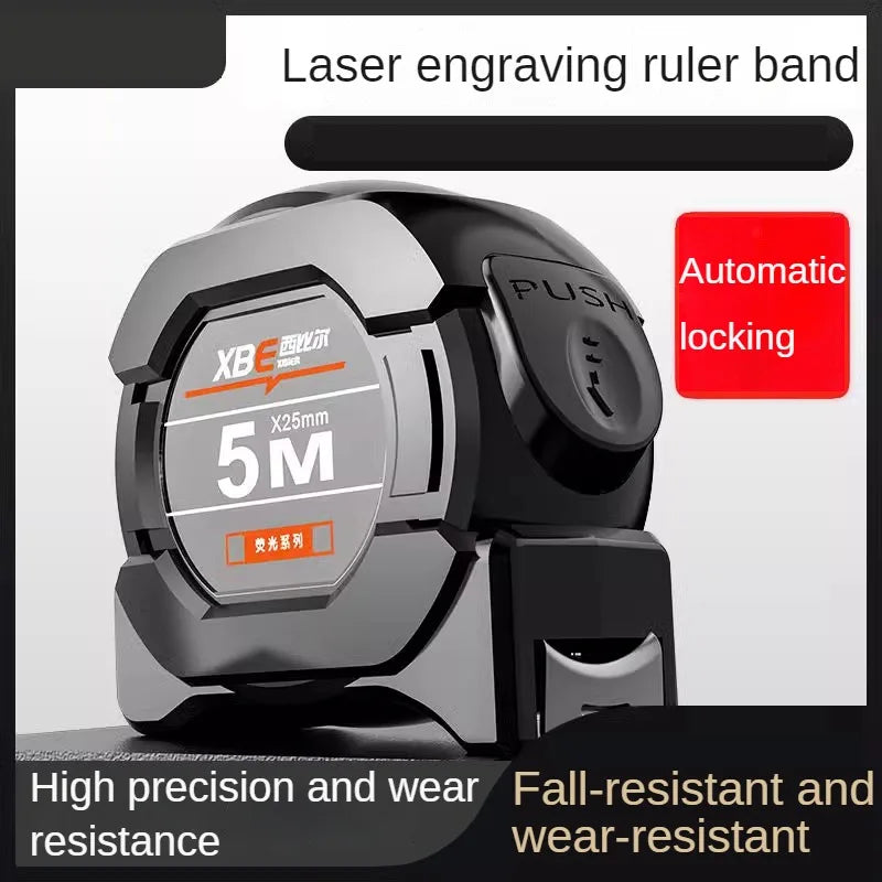 5m Fluorescent Steel Tape Measure with Self-Locking Mechanism