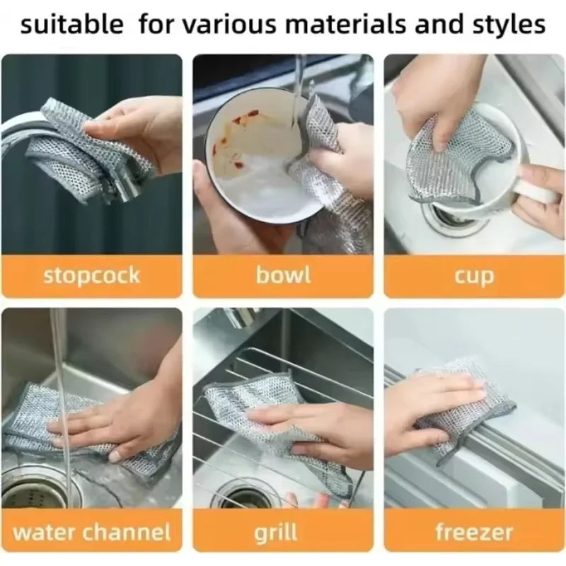 Heavy-Duty Microfiber Cleaning Cloths with Steel Mesh