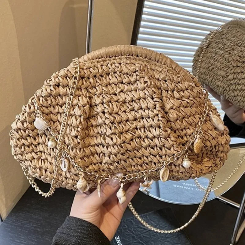 Bolso Cruzado Bohemio de Paja Artesanal