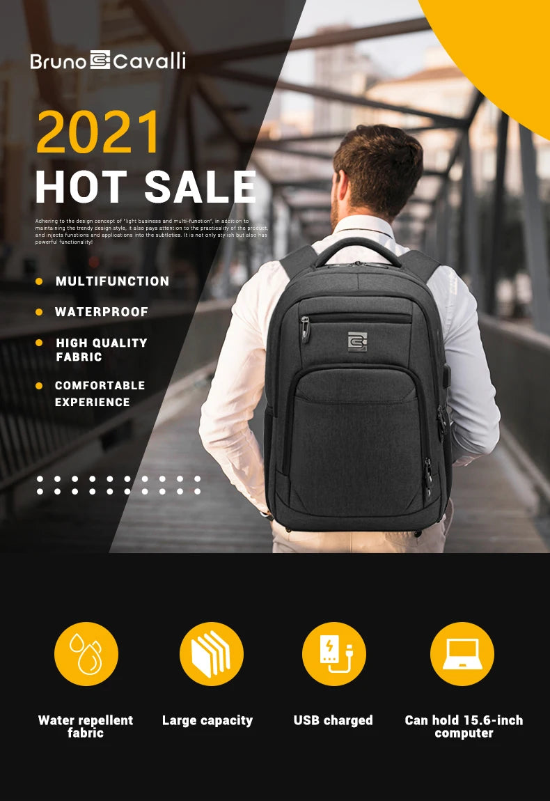 Un homme en chemise blanche, vu de dos, portant un sac à dos d'ordinateur portable noir pour le voyage d'affaires.