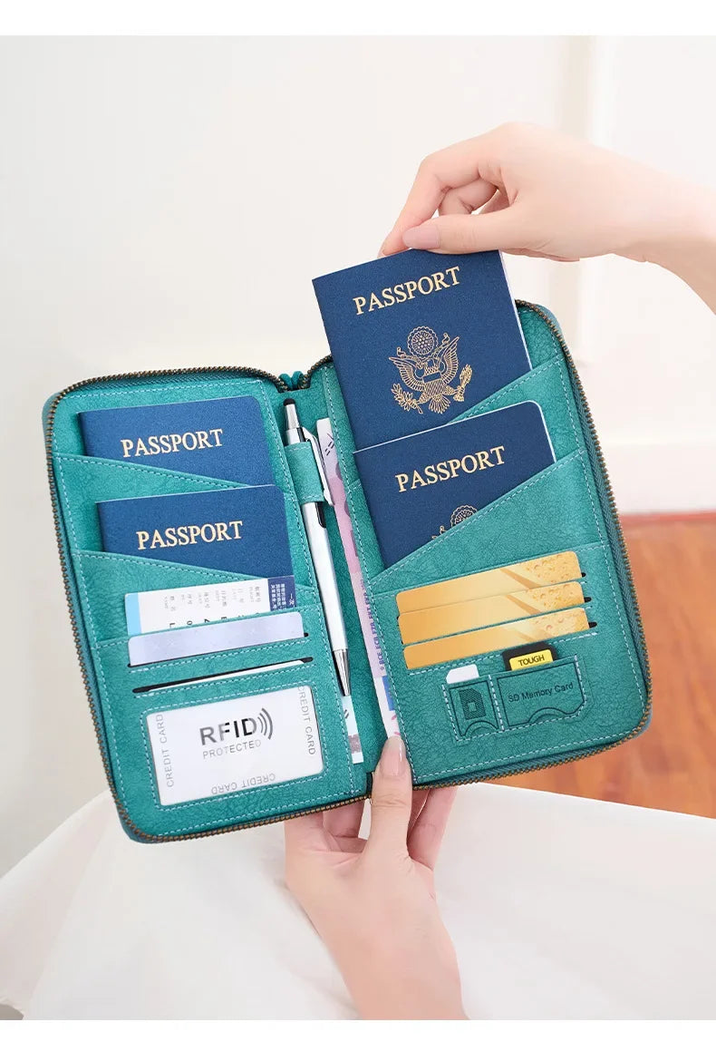 RFID Blocking Travel Passport Holder and Document Organizer