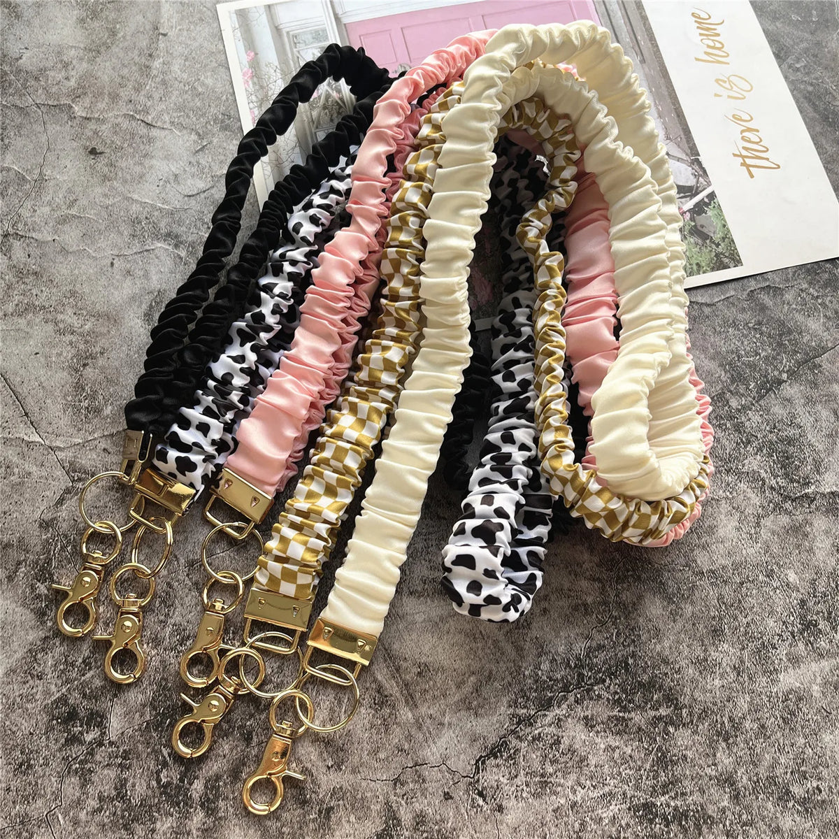 Elegant Gold Keychain Lanyard with Adjustable Neck Strap