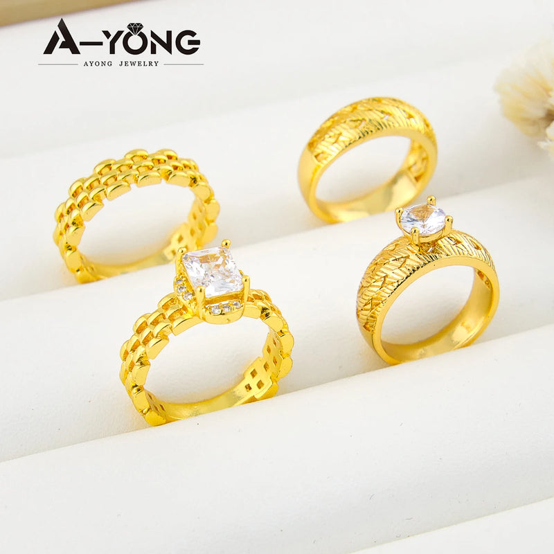 Elegant Gold-Plated Zirconia Stackable Rings