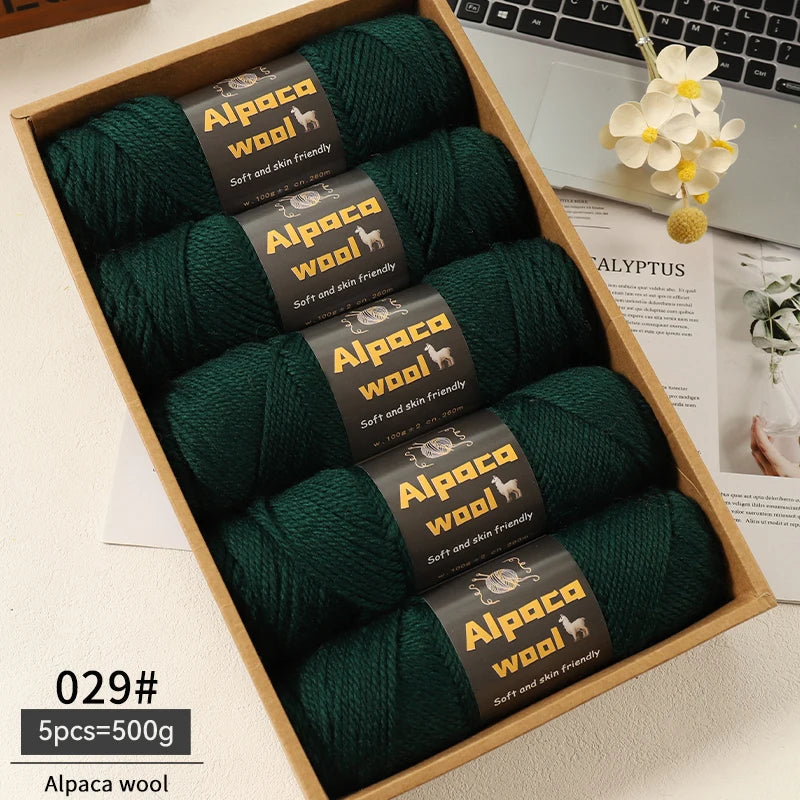 Chunky Alpaca Wool Knitting Yarn – 500g Multi-Color Set for Cozy Winter Projects