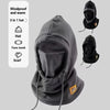 Gray 3-in-1 winter balaclava featuring a hat, face mask, and neck warmer shown in various forms.