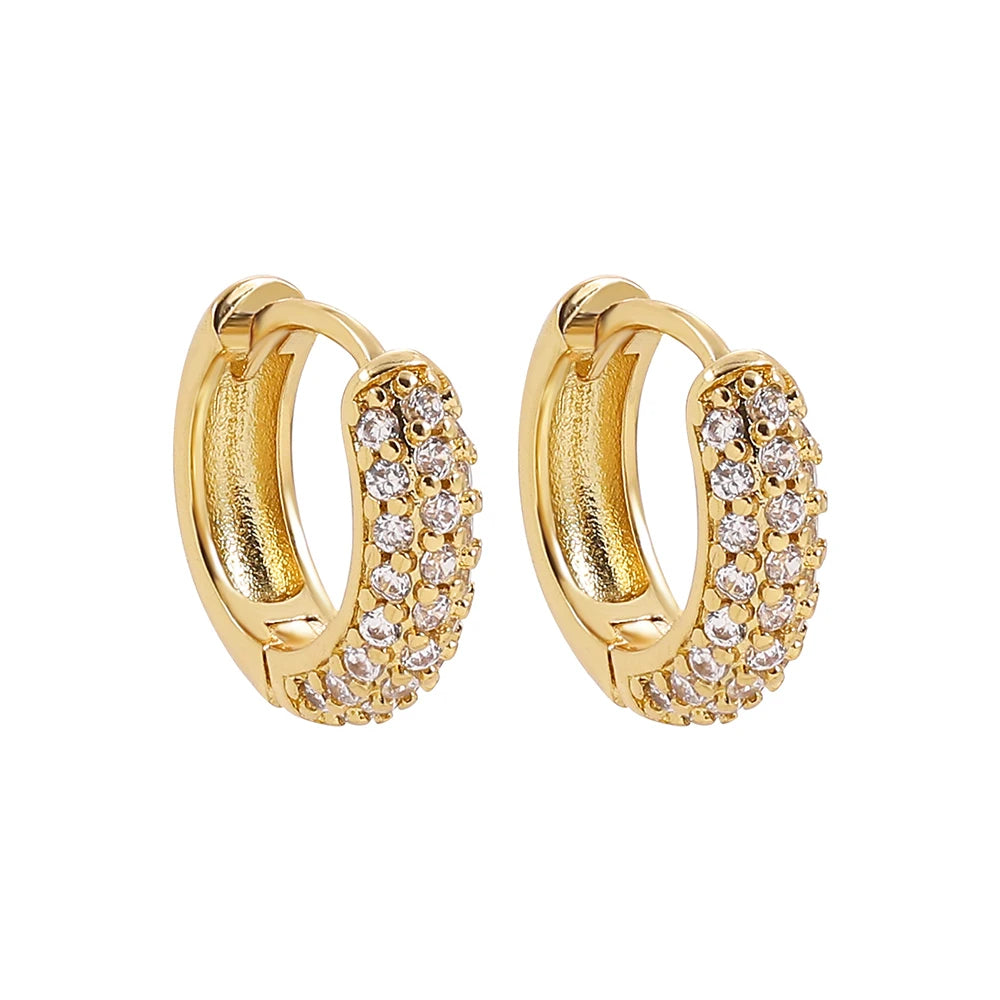 Geometric Gold Plated Huggie Hoop Earrings