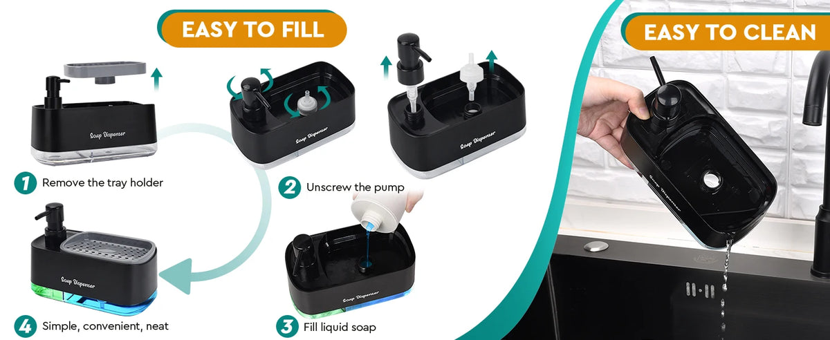 3-in-1 Kitchen Soap Dispenser with Sponge Caddy