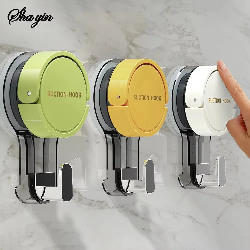 Strong Vacuum Suction Hooks with Adhesive Mount, No-Drilling Design for Home and Bathroom