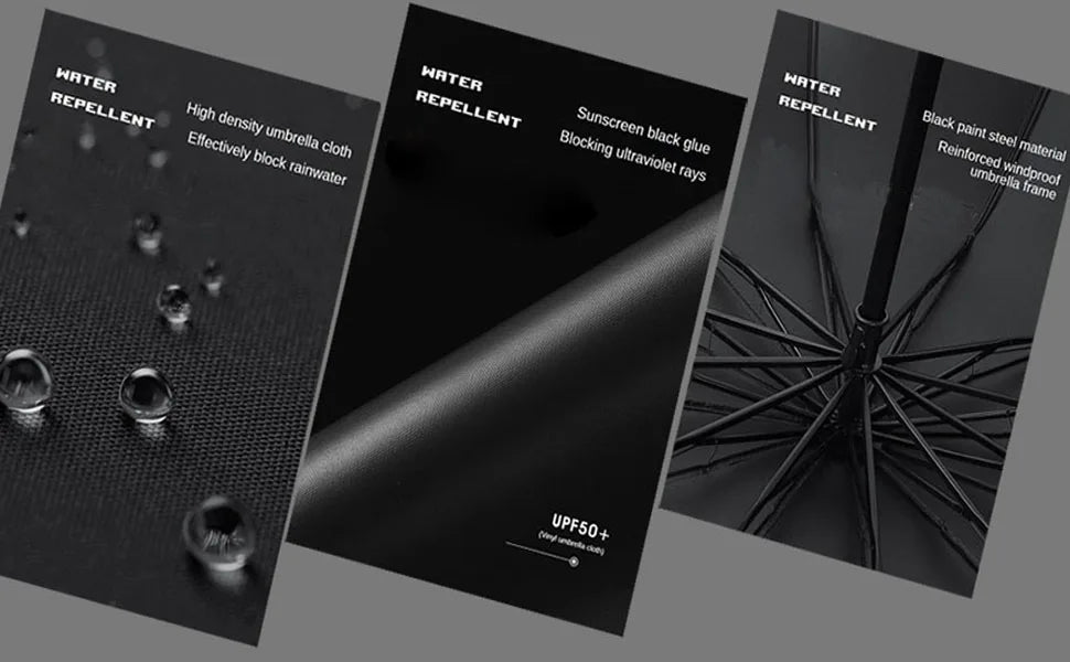 Large Manual Umbrella with Reinforced 12-Bone Frame